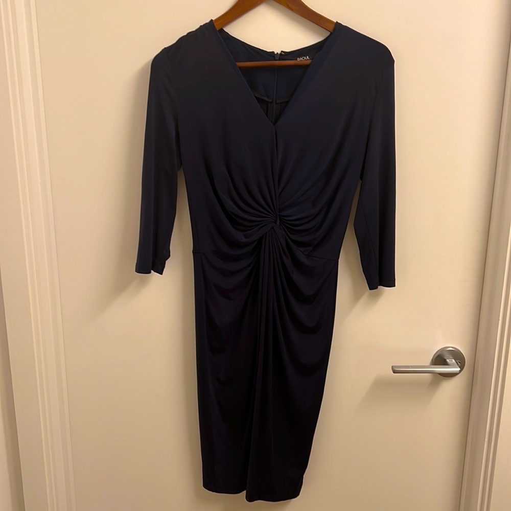 Raoul - Navy Ruched Front Dress - Size 4